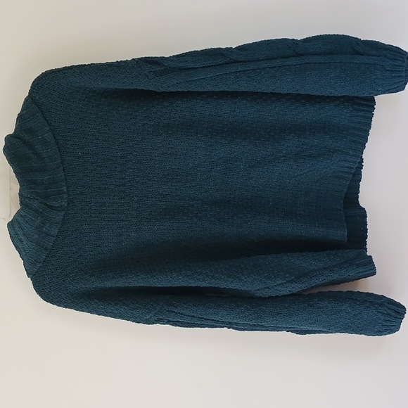 Seven CABLE KNIT COWL NECK SWEATER deep teal size medium - Picture 2 of 3